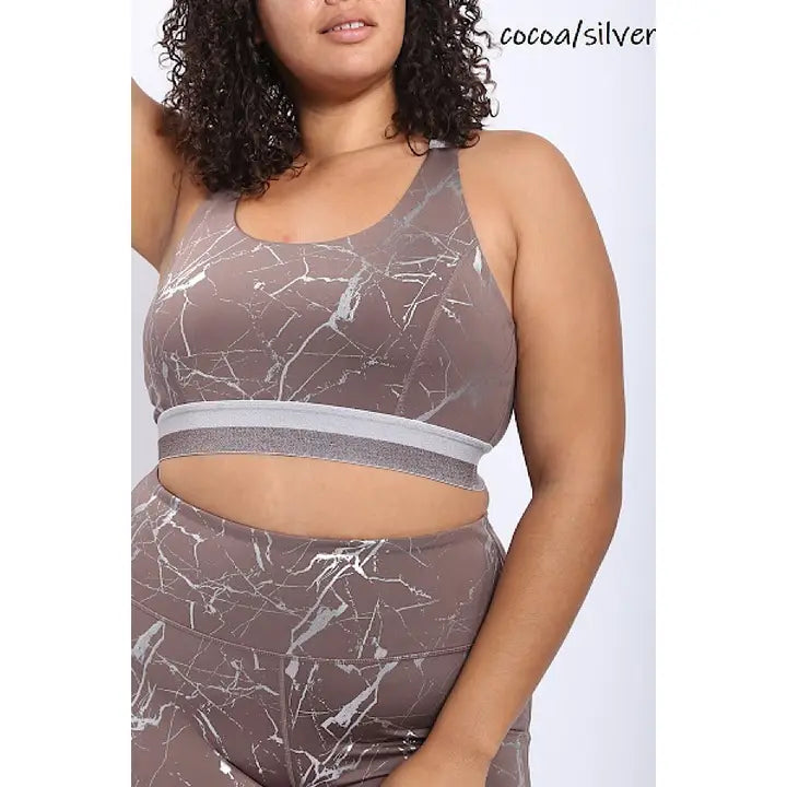 Slam Athletic Curvy Plus Collection Marble Foil Print (Bra Only)