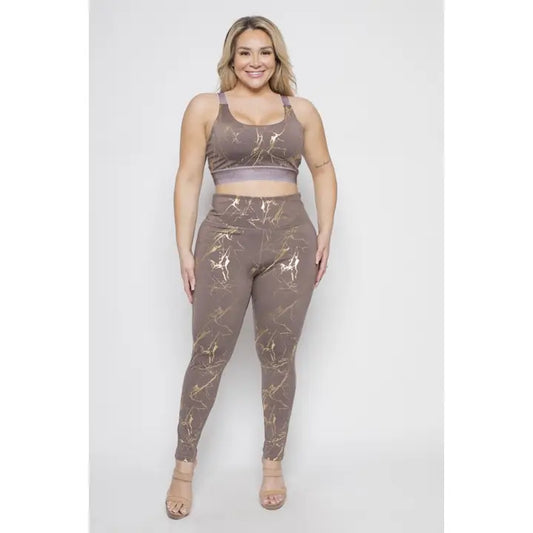 Slam Athletic Curvy Plus Collection Marble Foil Print (Bra Only)