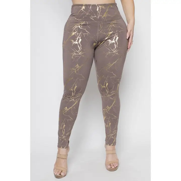 Slam Athletic Curvy Plus Collection Plus Marble Foil Print Sports (Legging Only)