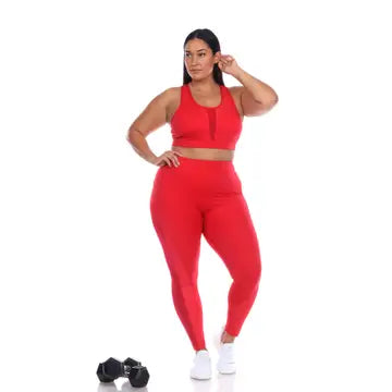 Slam Athletic Curvy Plus Collection Mesh Racer Back Sports Bra & Leggings Set